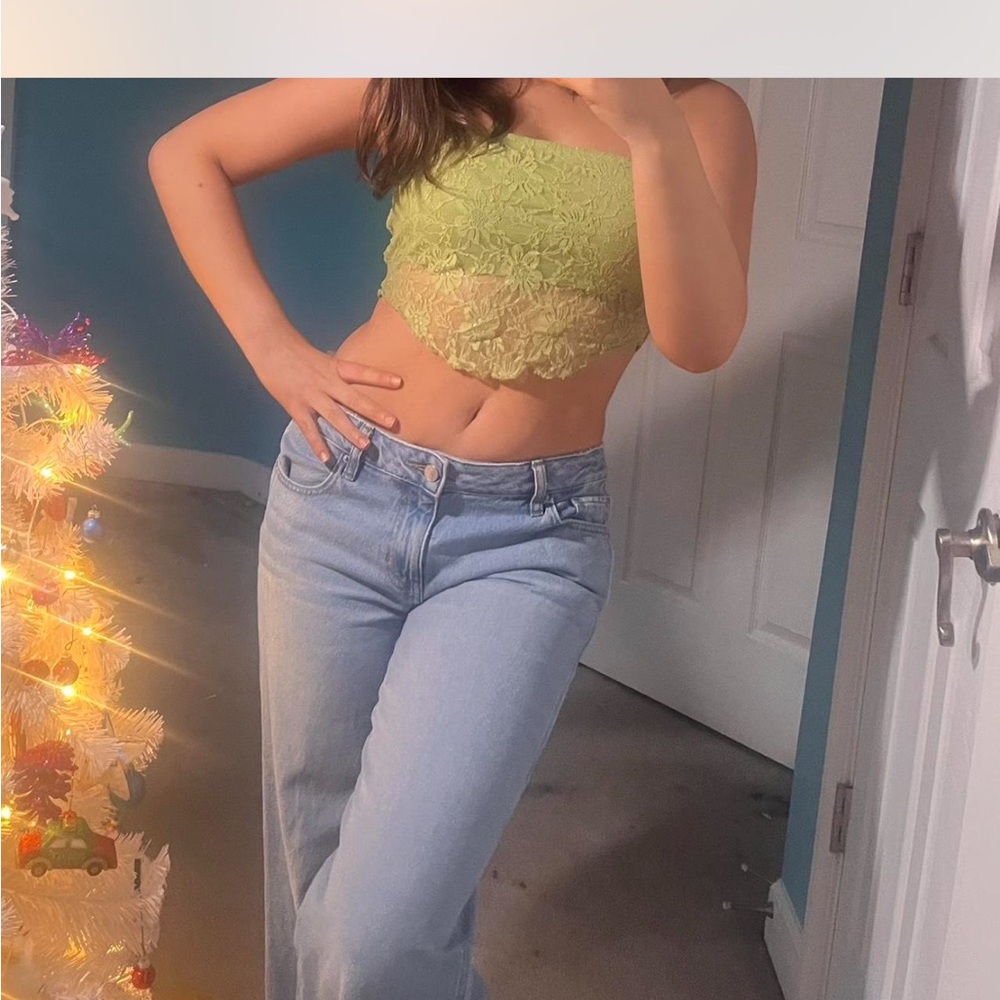 Lace Green Crop Top